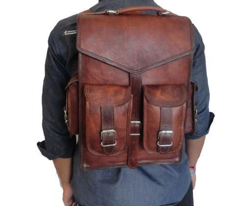Men goat leather backpack - goat,